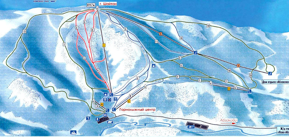 Фото: Схема трасс — горнолыжный курорт Абзаково