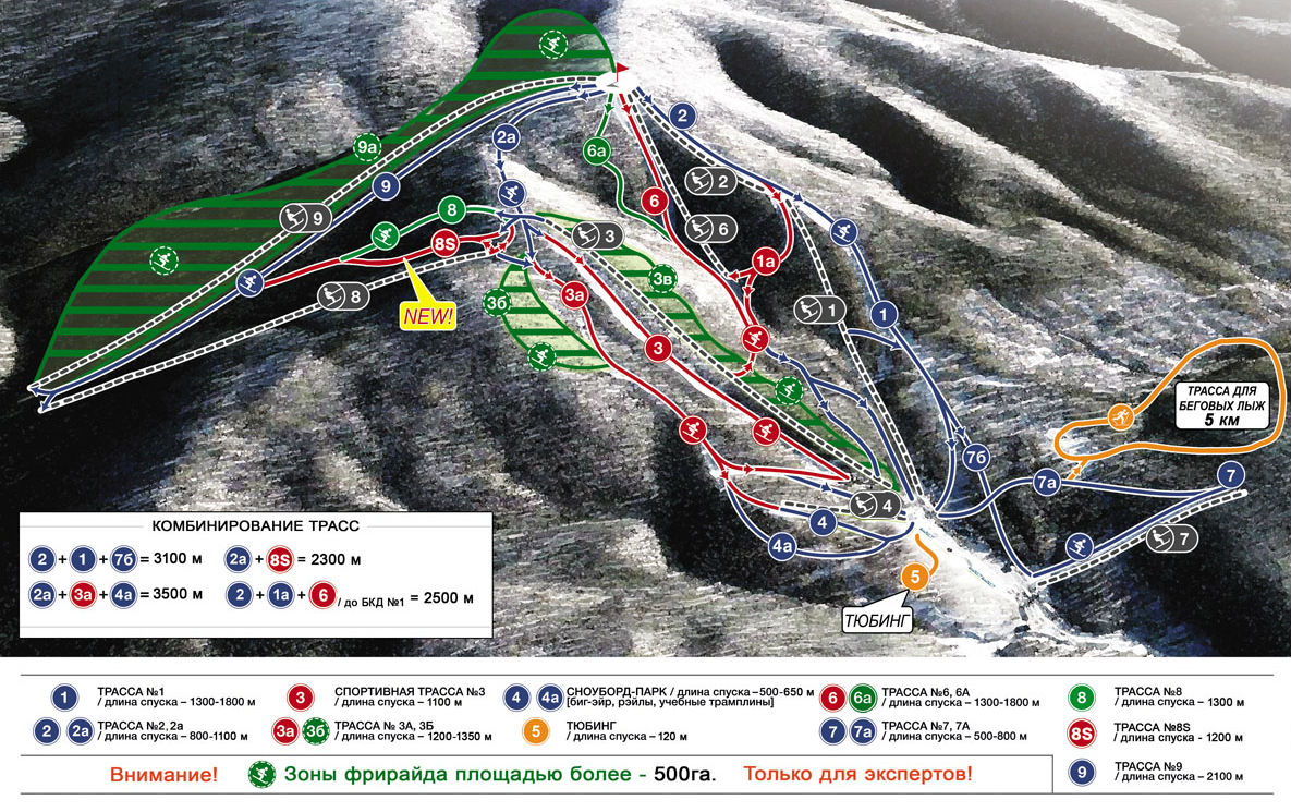 Фото: Схема трасс — горнолыжный курорт Аджигардак