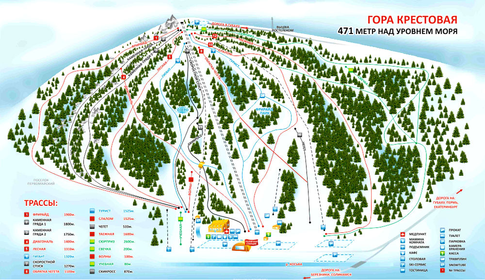 Фото: Схема склонов — горнолыжный курорт Губаха