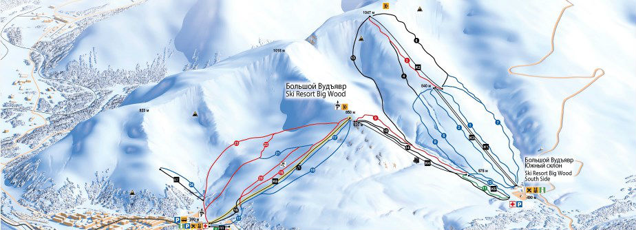 Фото: Схема трасс — горнолыжный курорт Большой Вудъявр